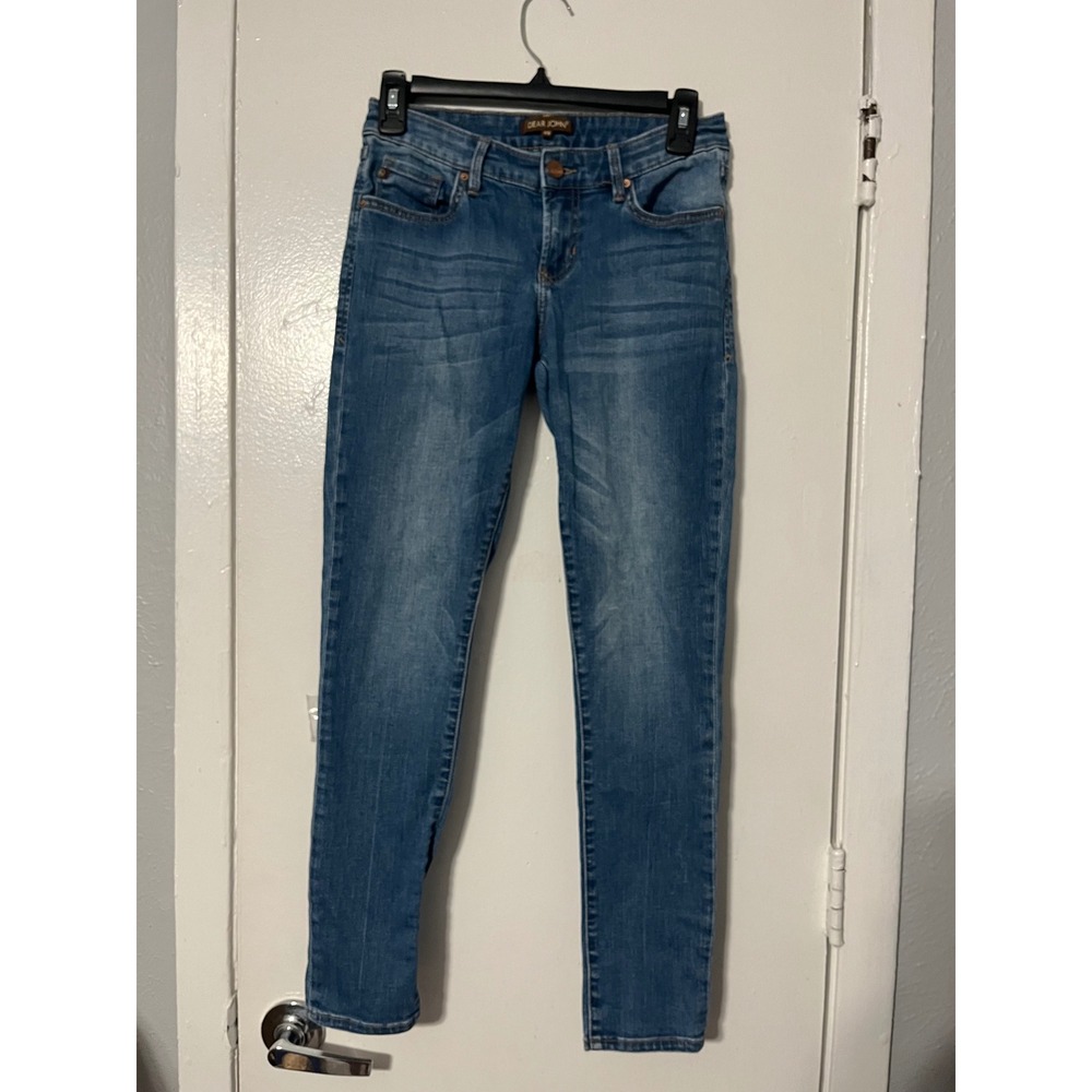 Dear John American Classic Skinny Jeans Blue Medium Wash Split Hem‎ Size 25